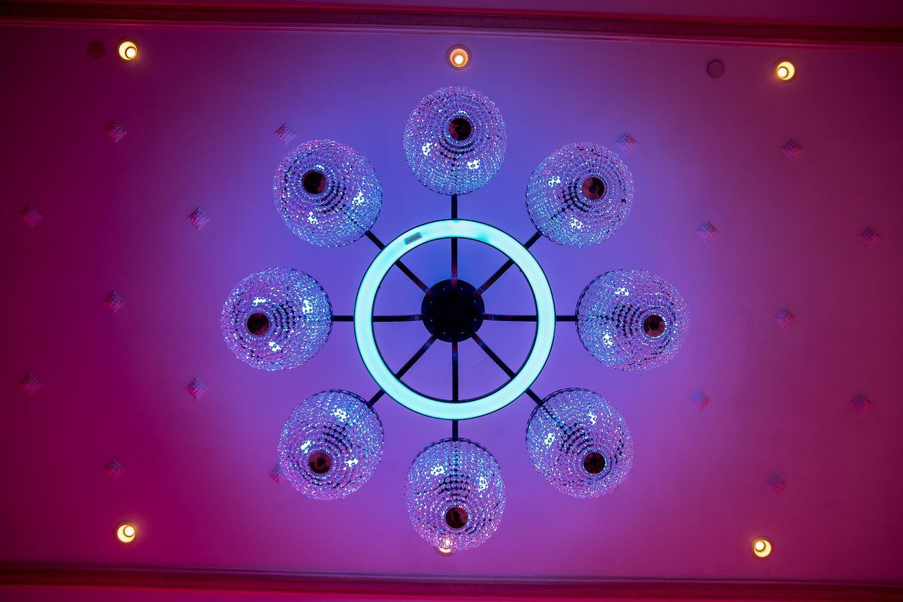 Chandelier with Neon Lighting