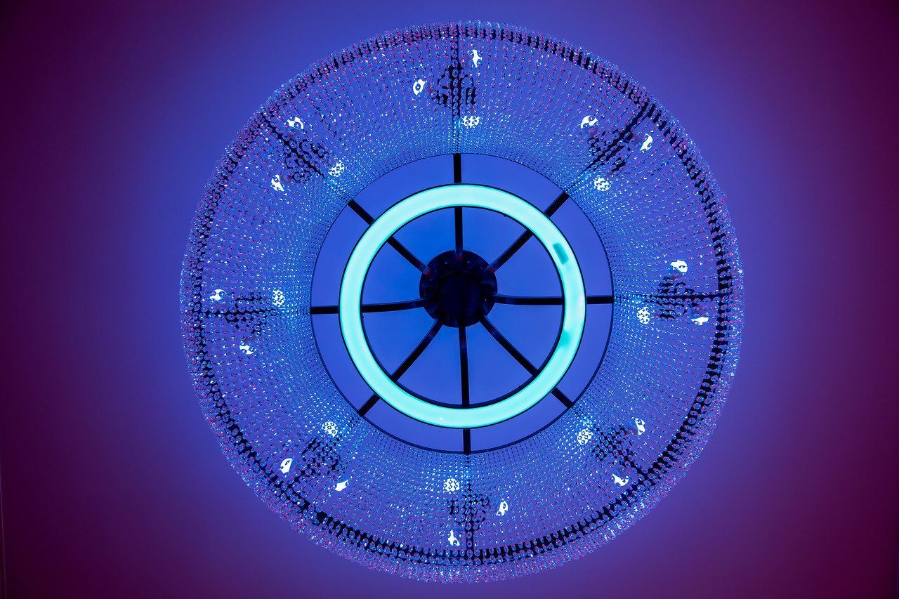 Large Chandelier with Neon Lighting