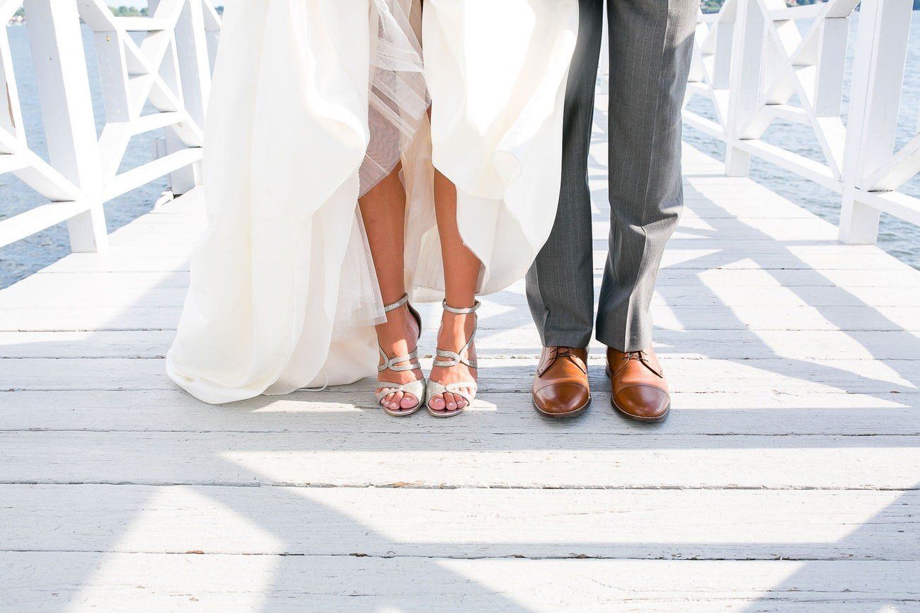 Bride & Groom Feet on Bridge