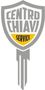 Logo del Centro Chiavi Service con scudo grigio, banner giallo e forme verticali a chiave.
