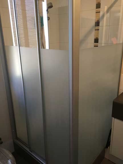 shower with tinted lower half