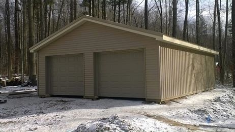 two door tan garage