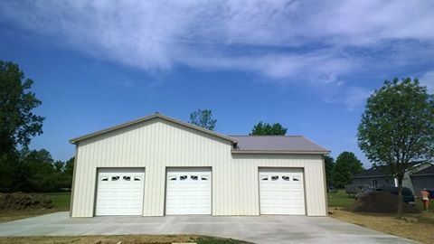 three door white garage