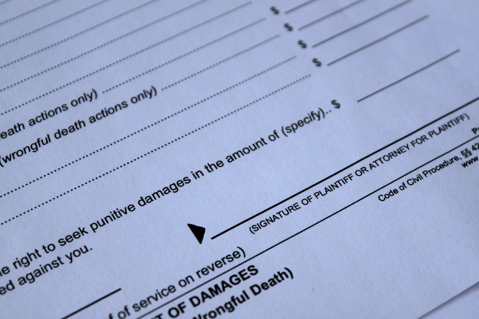 Blank wrongful death form