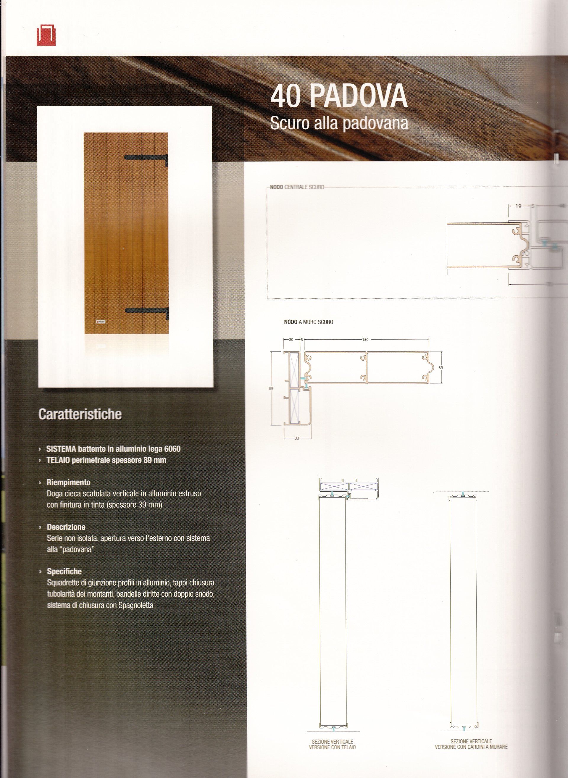 Una brochure per una porta in legno chiamata 40 padova
