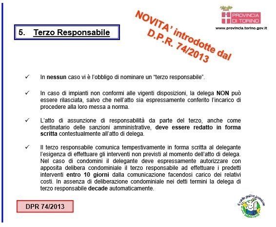 NOVITA' INTRODOTTE DAL D.P.R 74/2013