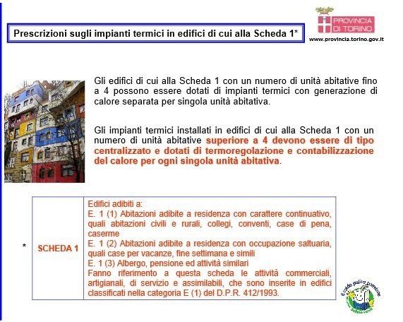 prescrizioni sugli impianti termici in edifici di cui all scheda 1