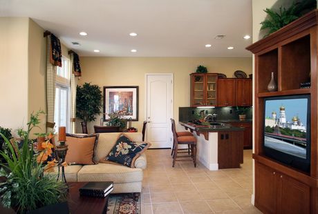 A living room with a couch and a flat screen tv