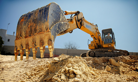 Man at work on excavator