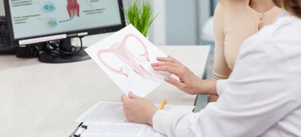 Gynecology — Doctor Showing Female Reproductive System To Female Patient in Laredo, TX Gynecology — Doctor Showing Female Reproductive System To Female Patient in Laredo, TX