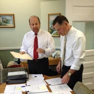 Mark Hanlon and Robert Zubkus discussing a bankruptcy case