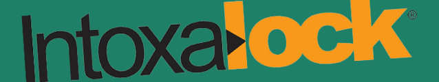 Intoxalock logo with black and orange text on a green background.