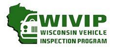 Logo for Wisconsin Vehicle Inspection Program: Green Wisconsin map and car graphic, with