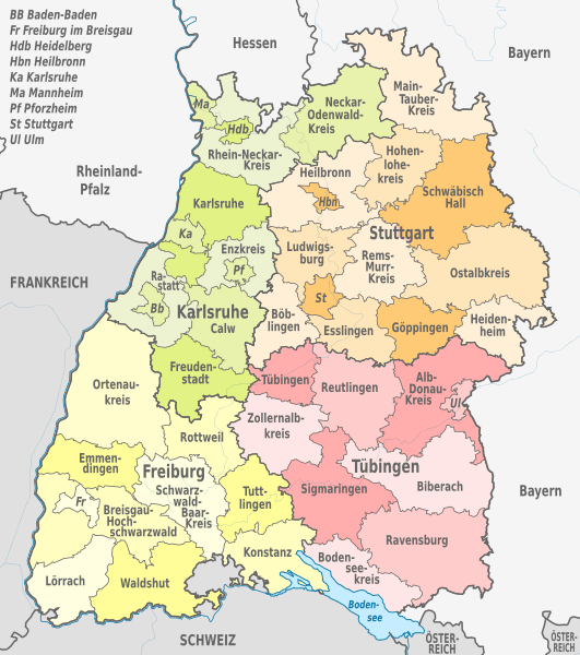 Karte Baden-Württemberg © Wikipedia Bild Karte Baden-Württemberg