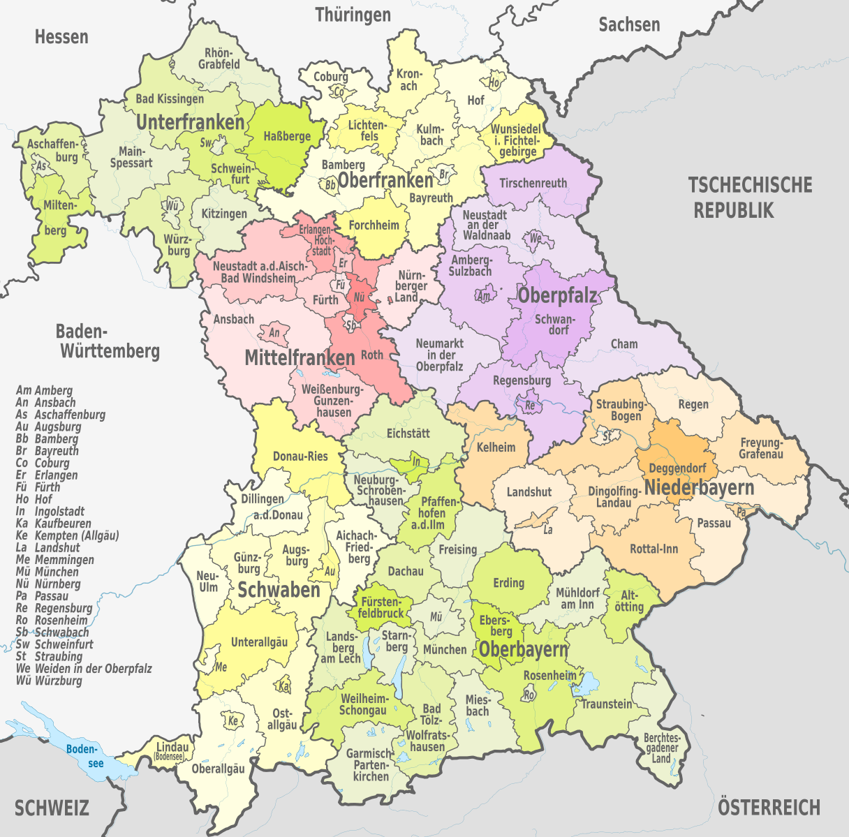 Karte Bayern © Wikipedia Bild Karte Bayern