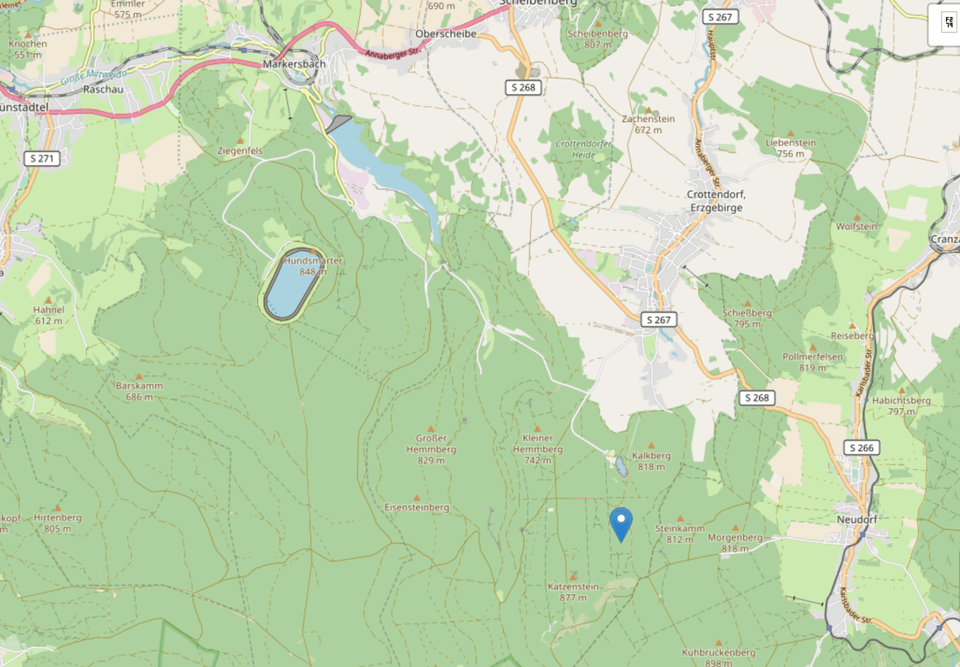 Karte Crottendorf © Leaflet | Map data © OpenStreetMap contributors