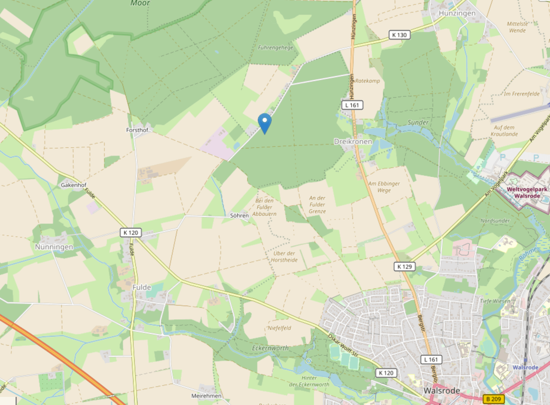 Karte Dreikronen Wolfsstein © Leaflet | Map data © OpenStreetMap contributors