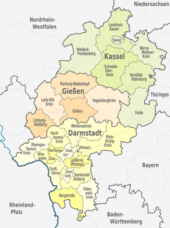 Karte Hessen © Wikipedia Bild Karte Hessen