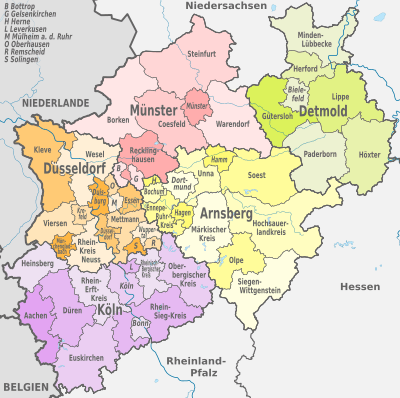 Karte Nordrhein-Westfalen © Wikipedia Bild Karte Nordrhein-Westfalen