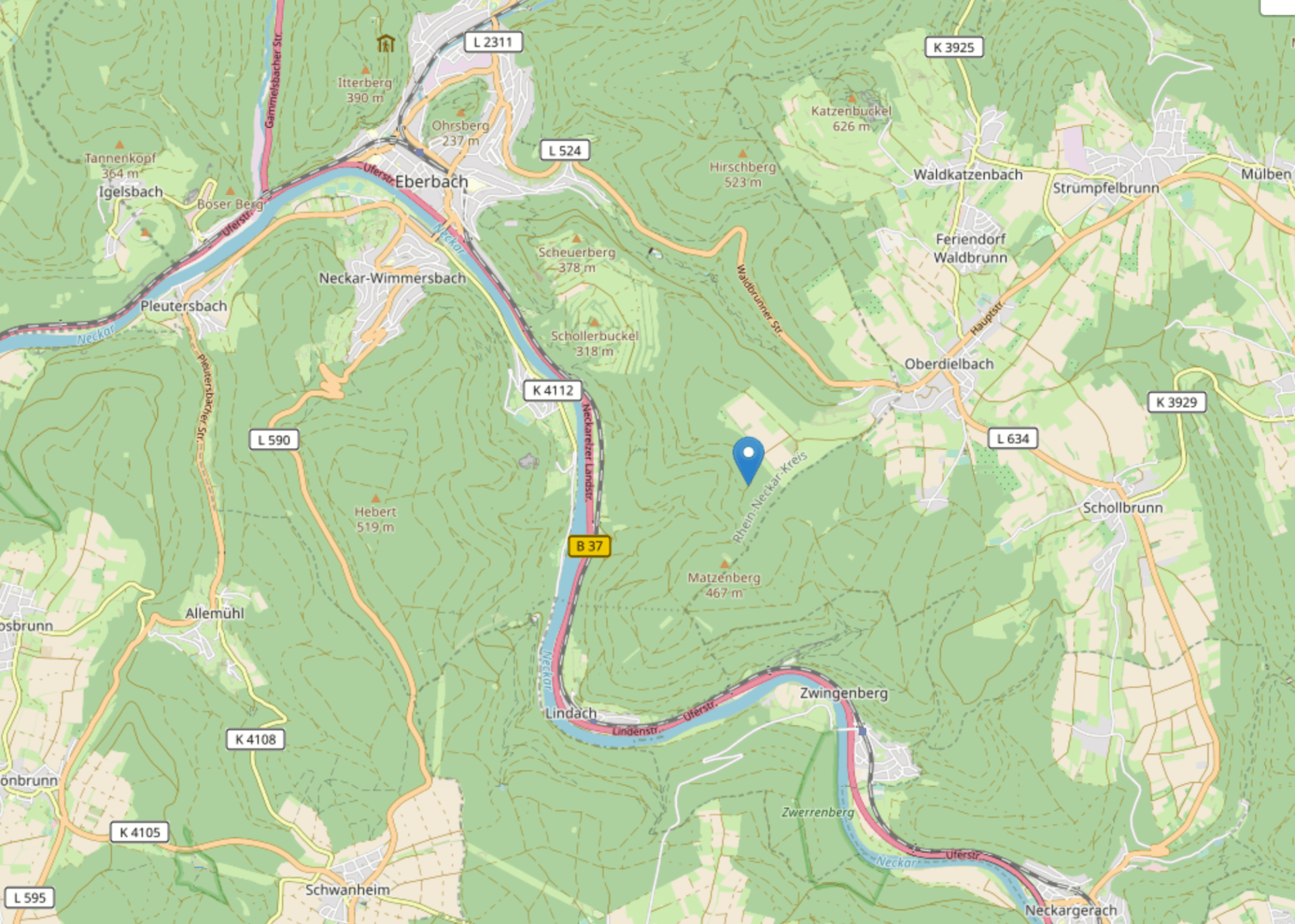 Karte Odenwald © Leaflet | Map data © OpenStreetMap contributors Karte Odenwald © Leaflet | Map data © OpenStreetMap contributors