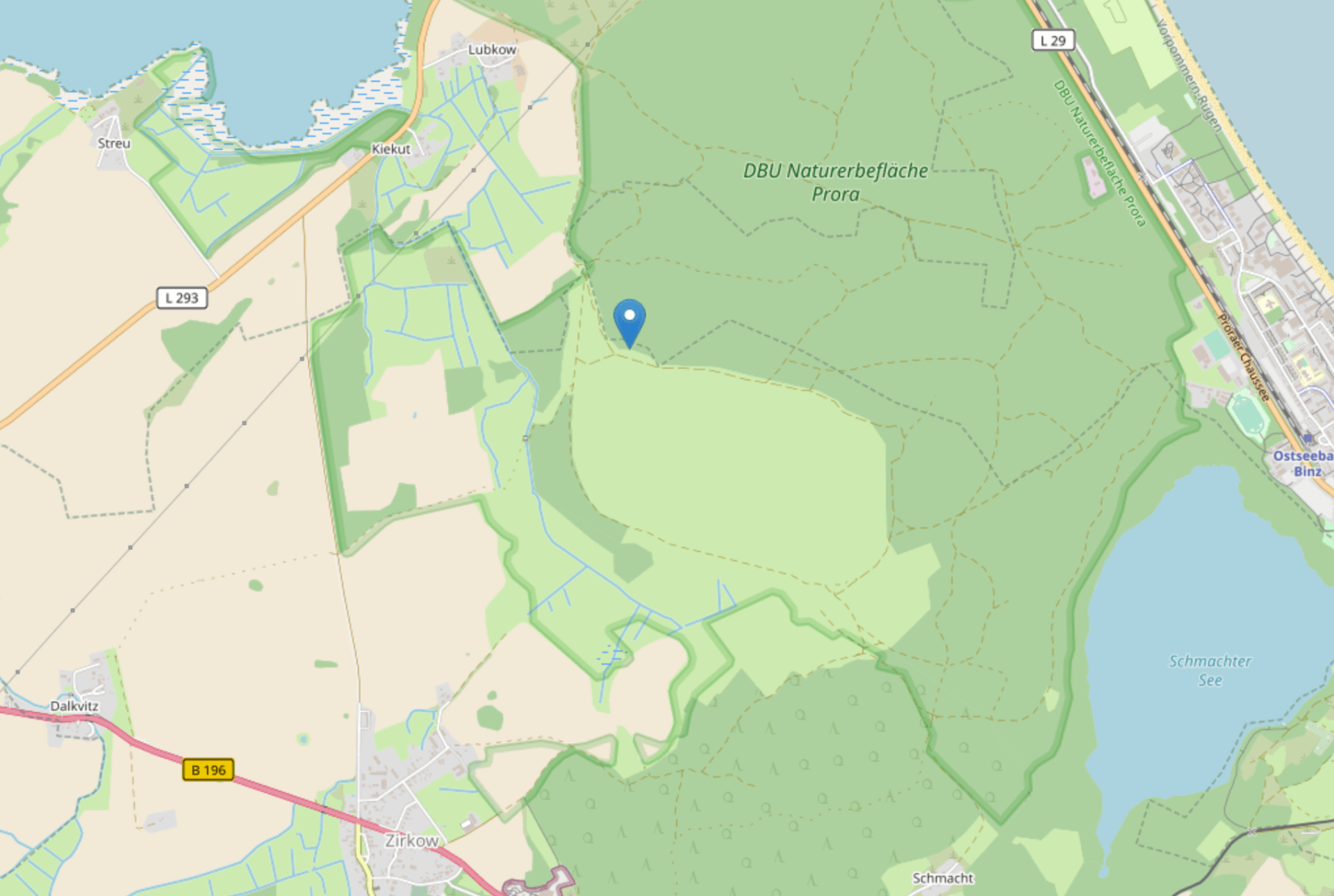 Karte Wolfseiche Rügen © Leaflet | Map data © OpenStreetMap contributors