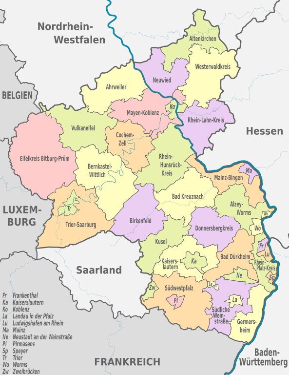 Karte Rheinland-Pfalz © Wikipedia Bild Karte Rheinland-Pfalz