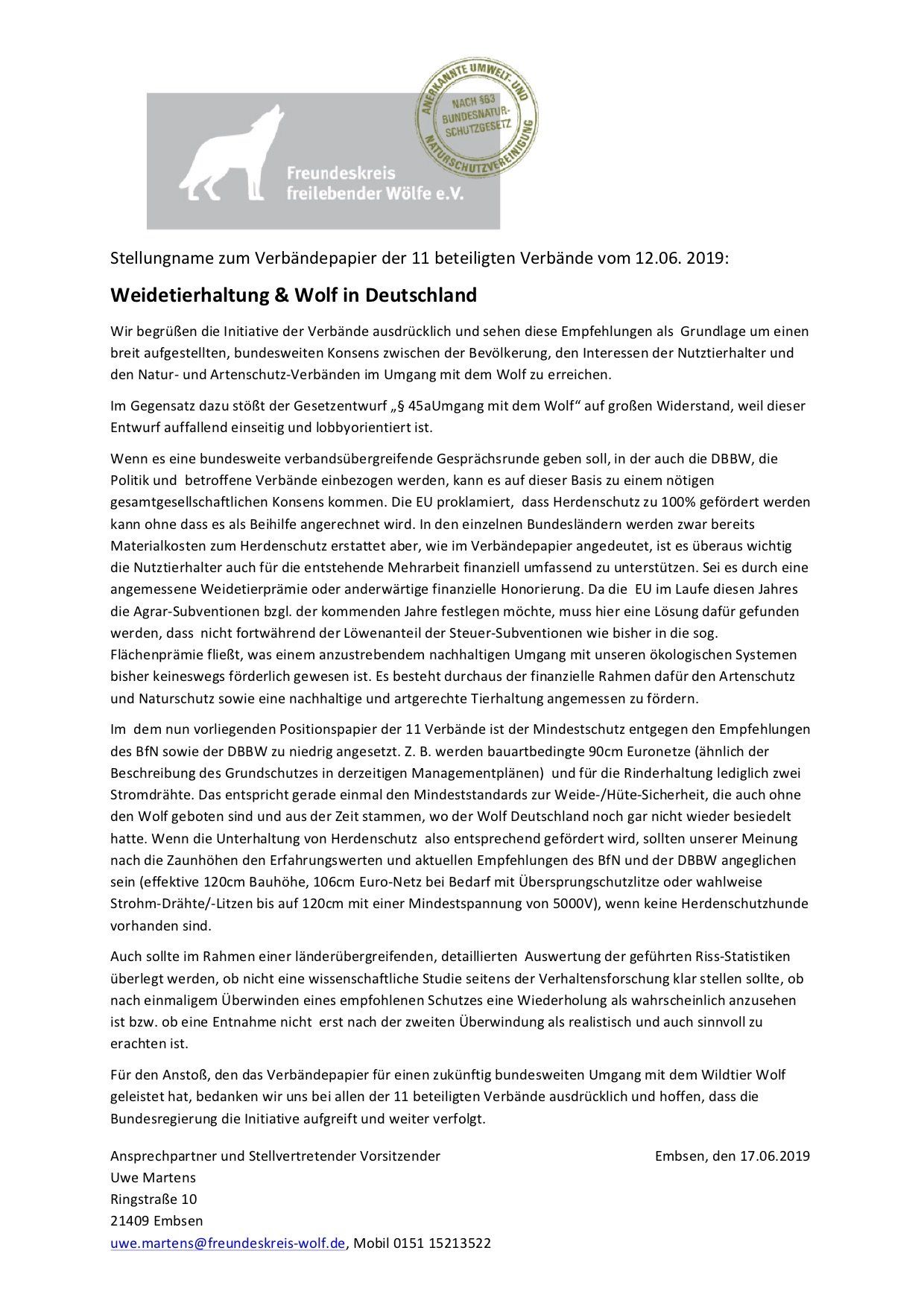 Bild Stellungnahme zum Verbändepapier