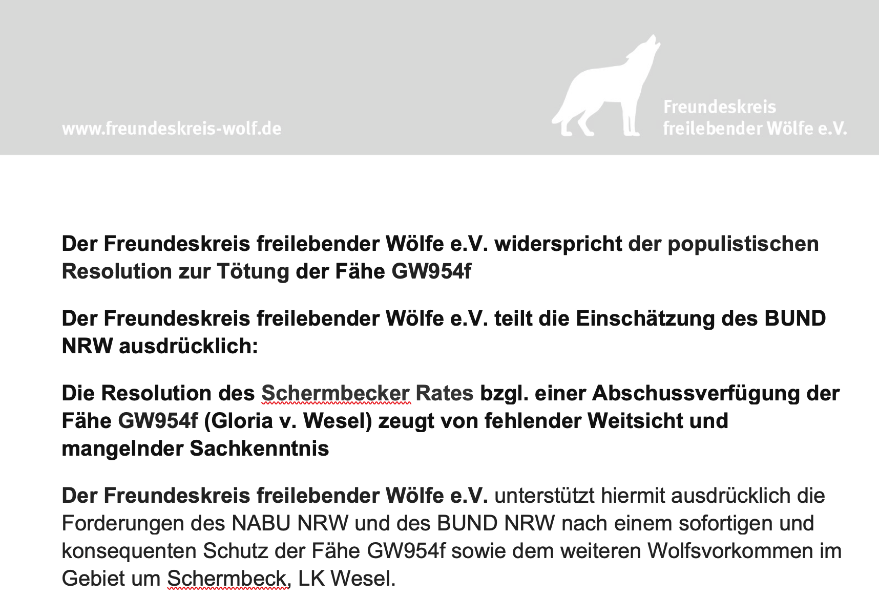 Stellungnahme Freundeskreis zu GW954f