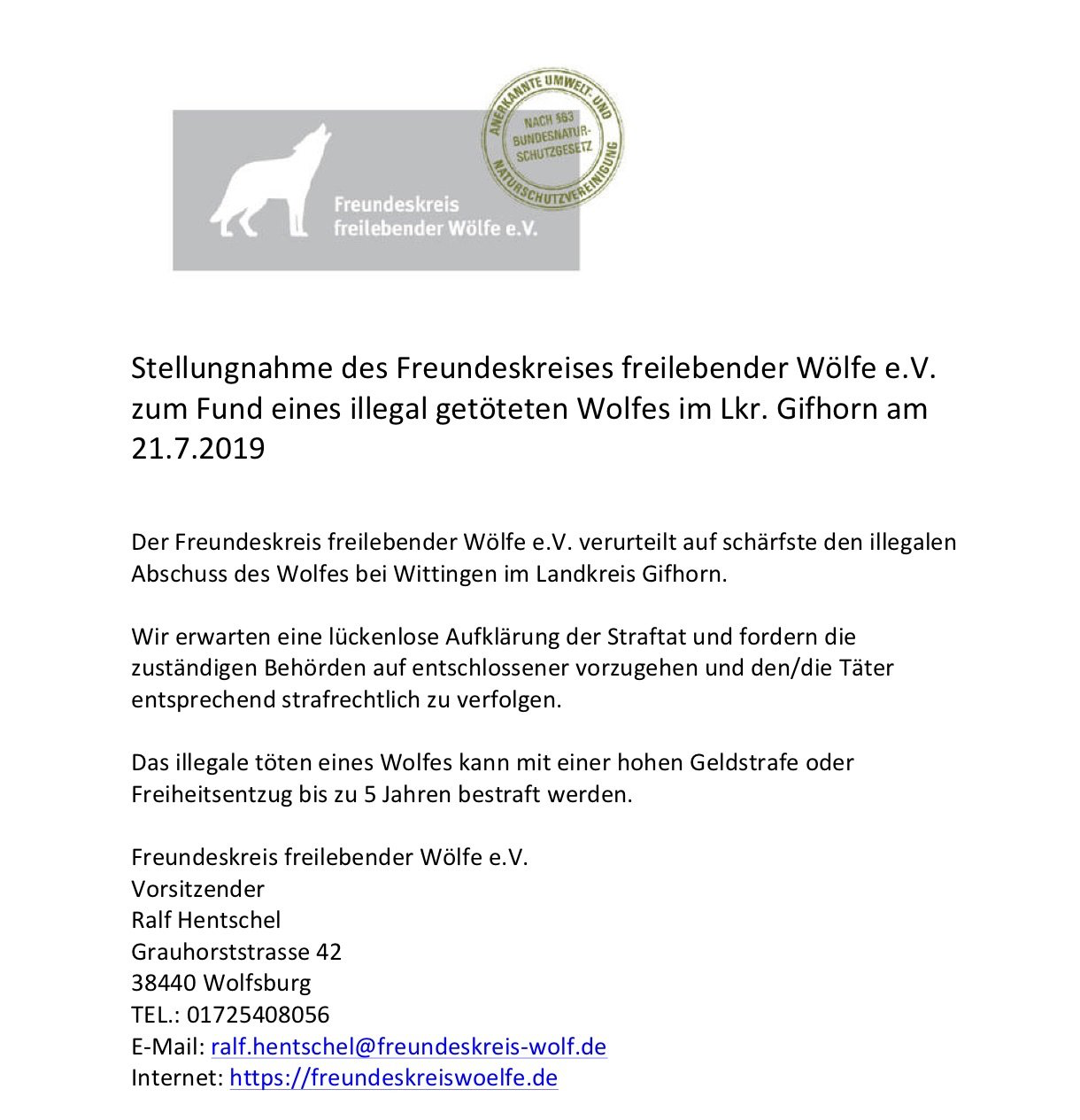 Bild Stellungnahme illegale Tötung