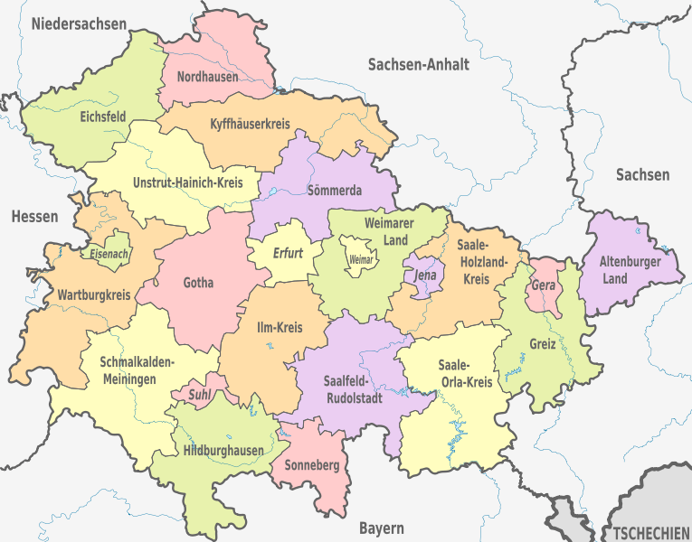 Karte Thüringen © Wikipedia Bild Karte Thüringen