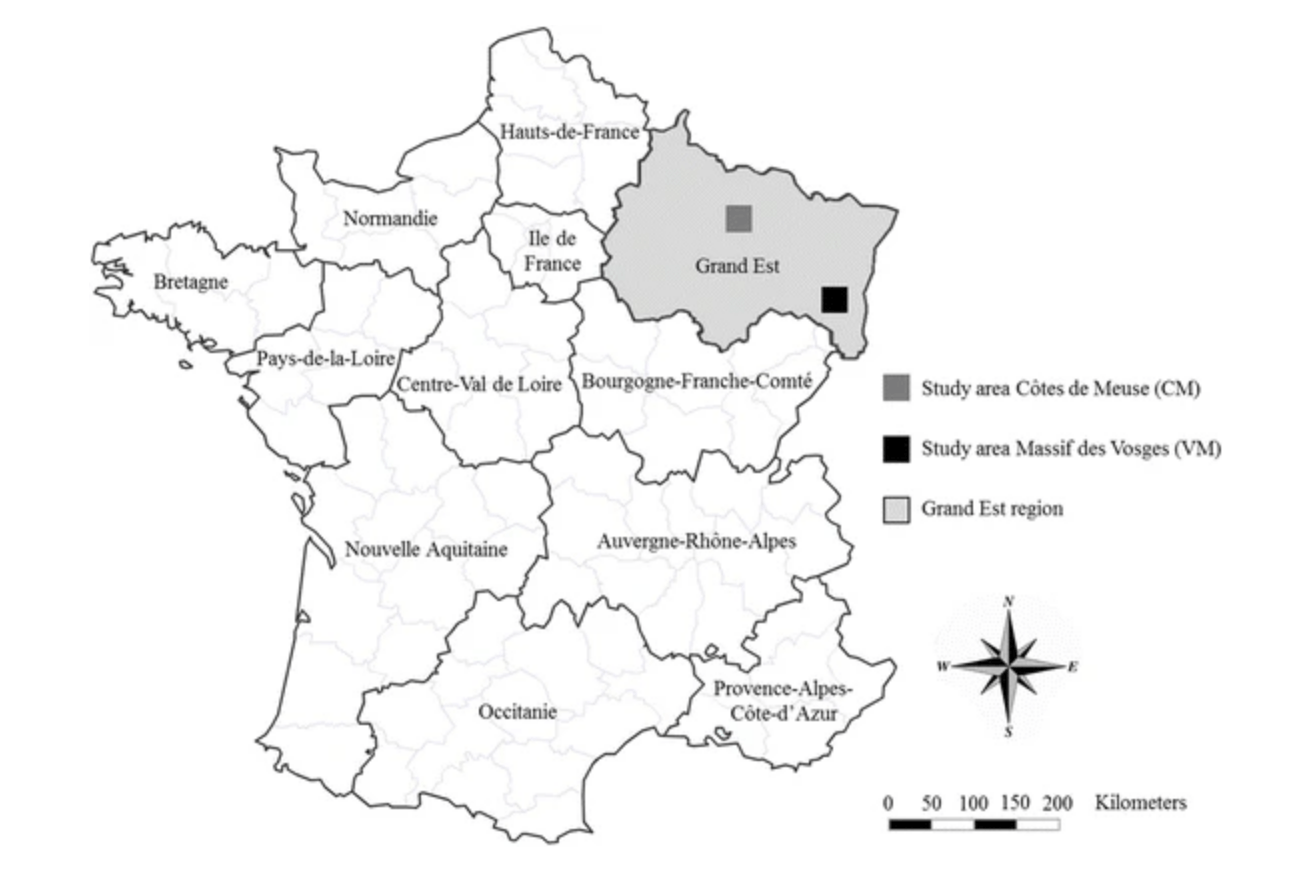 Bild Locations of the two study areas in north-eastern France Bild Locations of the two study areas in north-eastern France