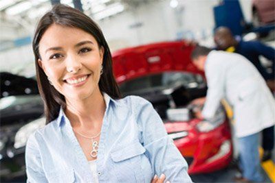 satisfied customer having her car worked on satisfied customer having her car worked on