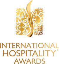 The logo for the international hospitality awards has a floral design on it.