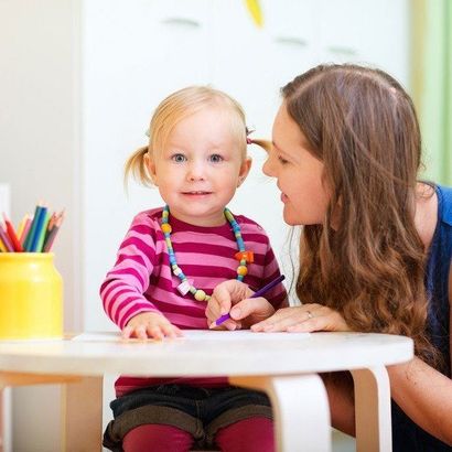 Teacher and child