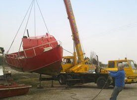 a ship being lifted
