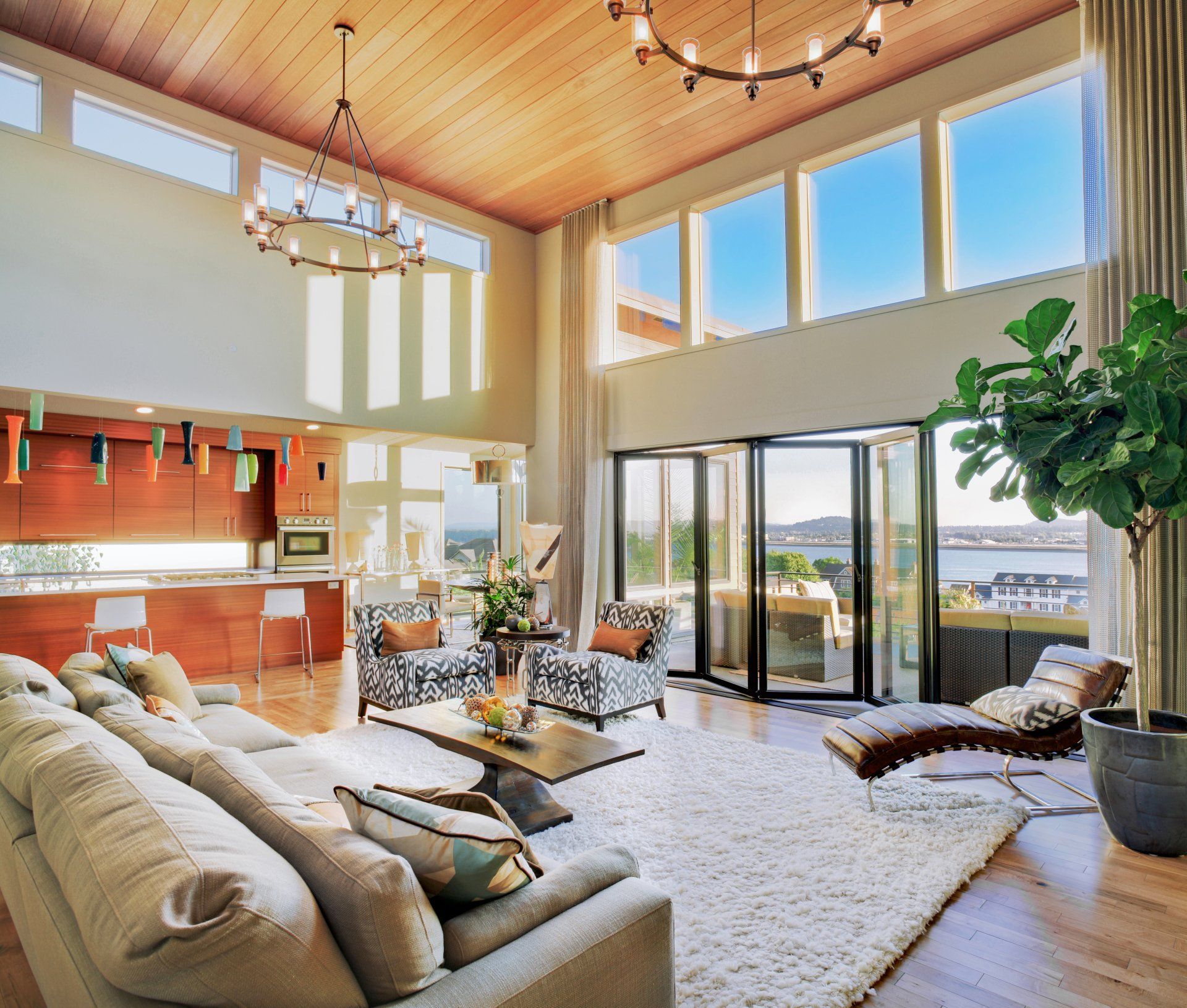 A living room with a couch and chairs in it