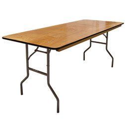 6 Foot Wood Top Banquet Table Rentals