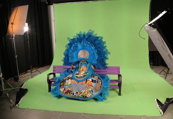 in studio green screen