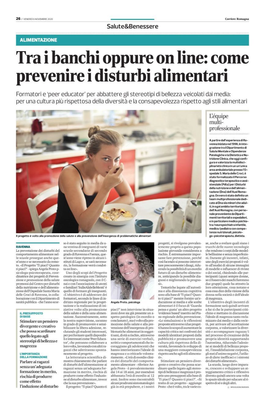 Articolo di giornale sulla bulimia