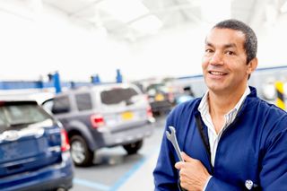 A car mechanic in a shop