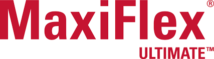 Logo di MaxiFlex Ultimate in testo rosso e grigio su sfondo bianco.