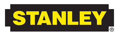 Logo STANLEY di colore giallo su sfondo rettangolare nero con un piccolo simbolo di marchio registrato.