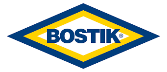 Logo Bostik a forma di diamante nei colori blu, giallo e bianco.
