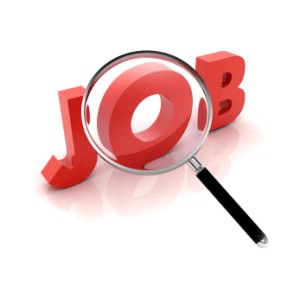a magnifying glass is looking at the word job