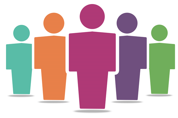 a group of people are standing next to each other in a row .
