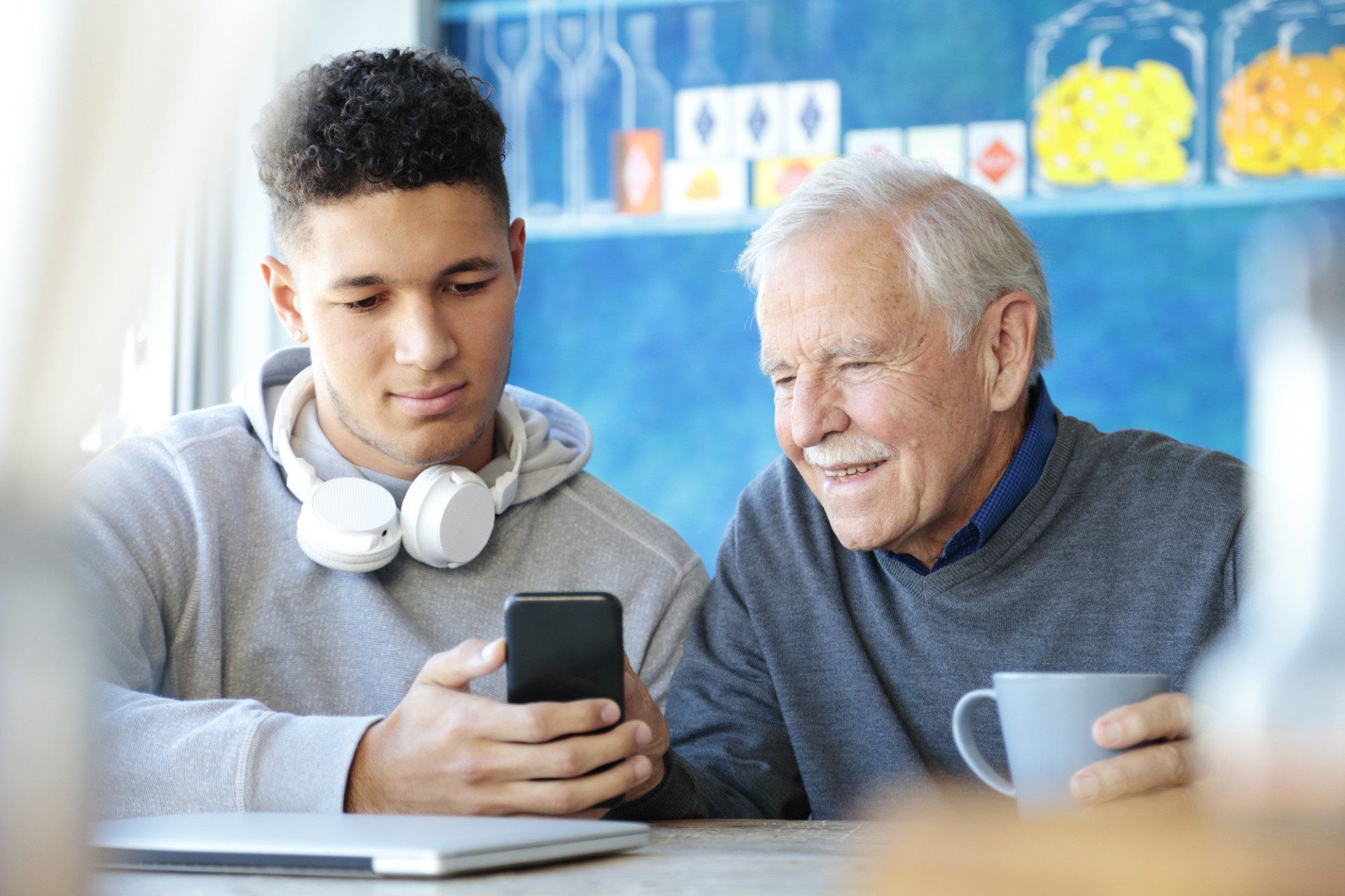 man and son chatting