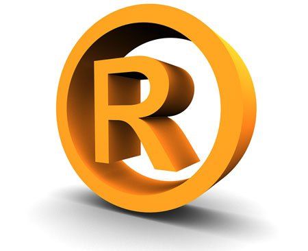 The letter r is in an orange circle on a white background