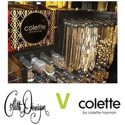 A display of gold jewelry from colette by colette hayman