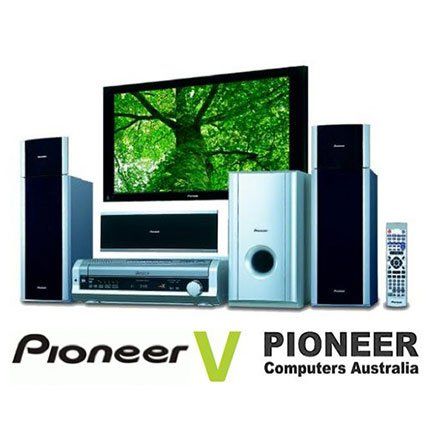 Pioneer v computers australia logo with a tv and speakers