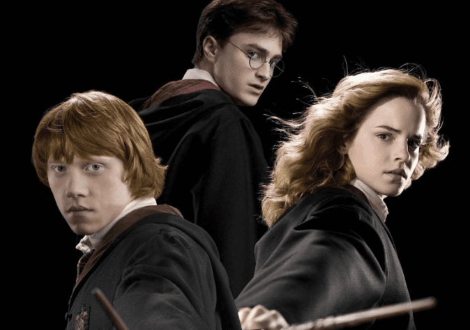Harry potter and his friends are posing for a picture